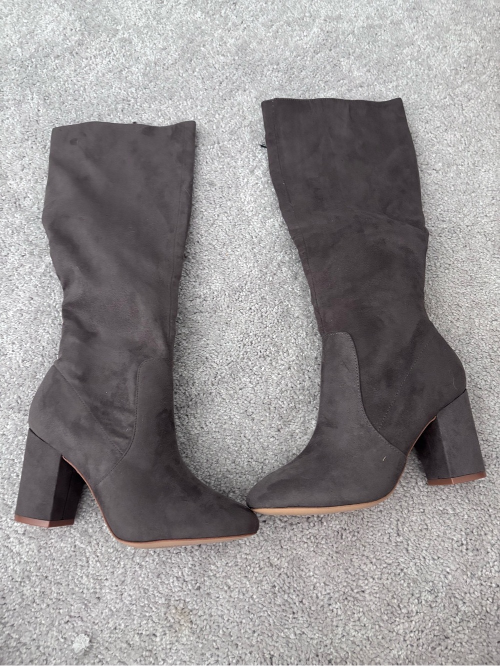 NWOT Aldo Dark Gray Suede Knee High Block Heel Boots